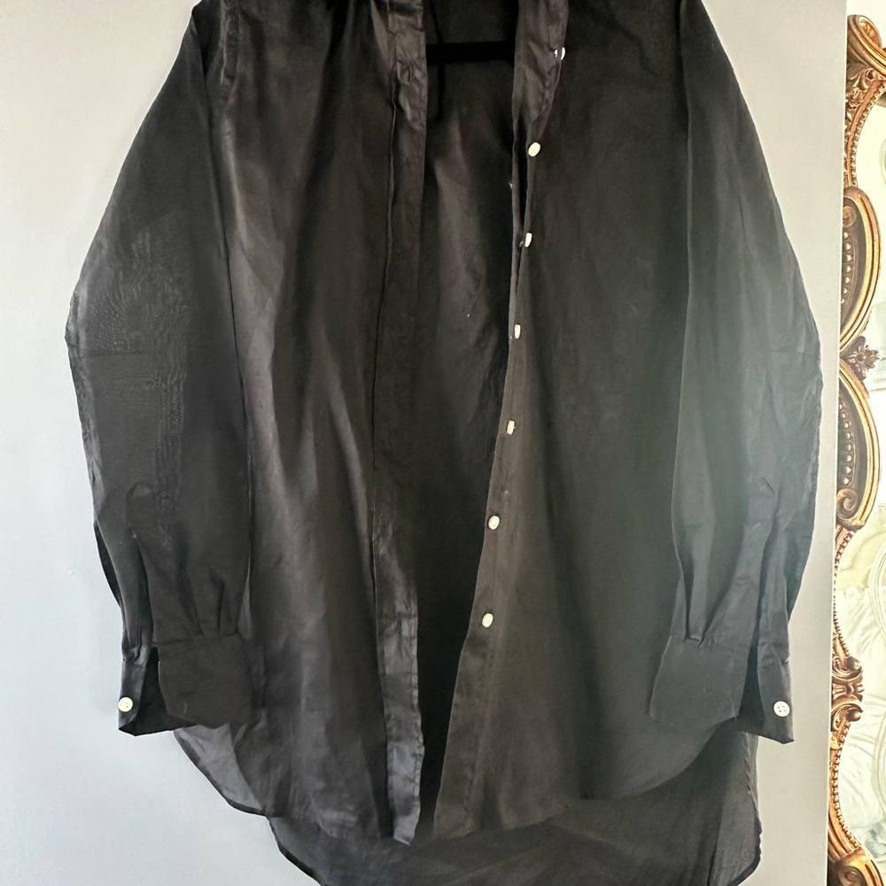 ANN MASHBURN Black Button-Down Shirt